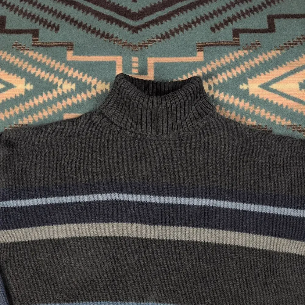 VTG Y2K CHEROKEE Multicolor Striped Cable-Knit Turtleneck Sweater Women's Size M
